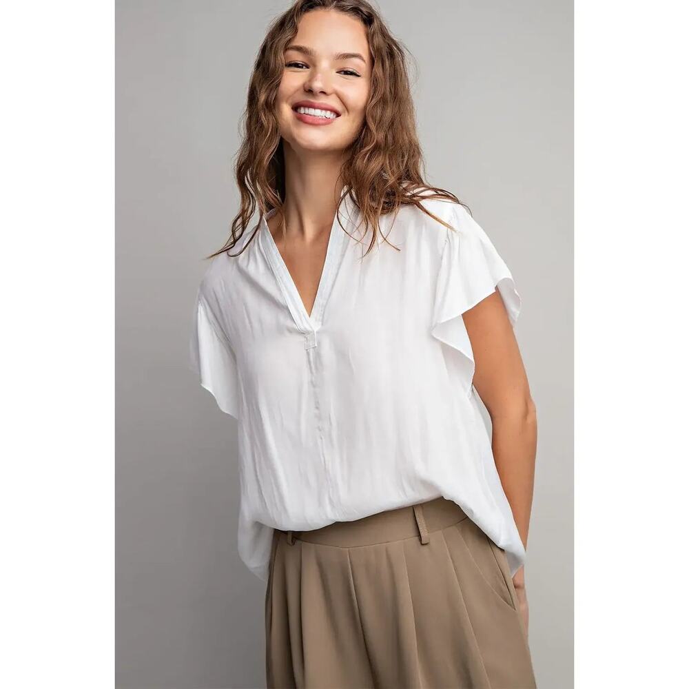 White V-Neck Blouse by Eesome NWT